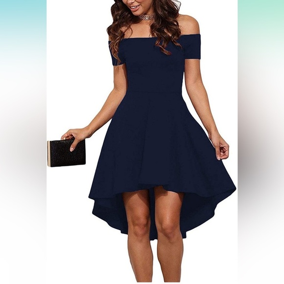 Sarin Mathews Navy Blue Cold Shoulder High Low tunic Dress-Small drop waist - Picture 1 of 7